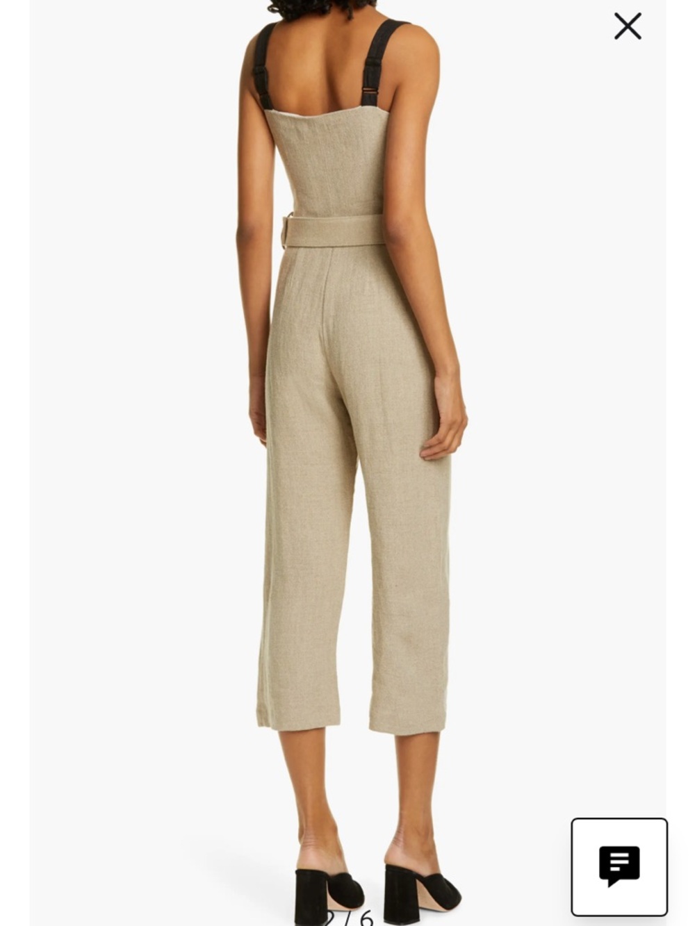 STAUD Lampone Beige 100% Linen Wide-Leg Cropped Jumpsuit with Black Trim 0 - Picture 2 of 15